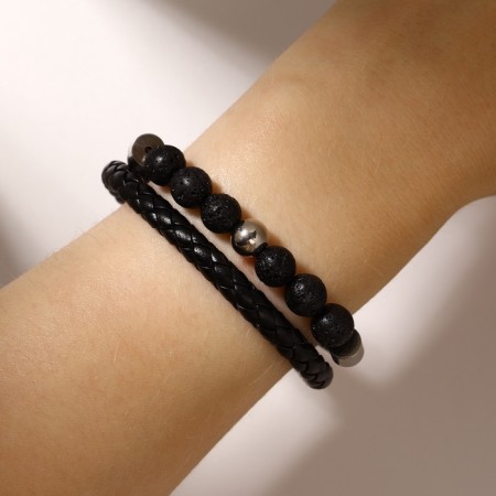 Bracelet Unisex "Power" equality, black color with silver, 21 cm-3