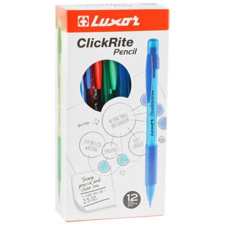 Mechanical pencil 0.5 mm, hb, luxor clickrite, with an eraser, rubber emphasis, mix-2