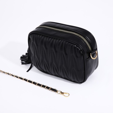 Bag Cross-Bodi with a zipper, black color-4