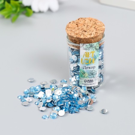 Decor for creativity in the bottle "Rhinestones. Light blue" set 500 pcs d = 0.5 cm 7x2x2 cm