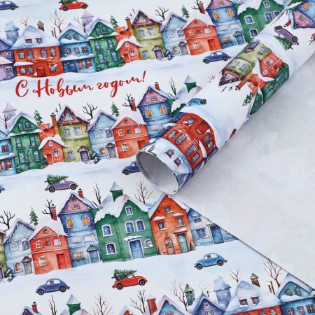Packaging paper for the New Year craft "New Year's houses", 70 x 100 cm