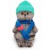 Soft toy "Basik", in a hat and a scarf with a heart ", 19 cm
