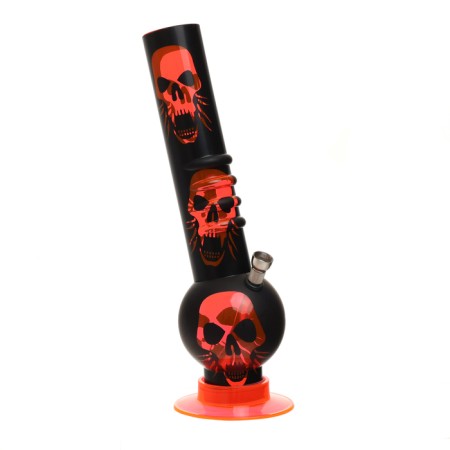 Bong, H-32 cm, "skulls", acrylic, orange-1