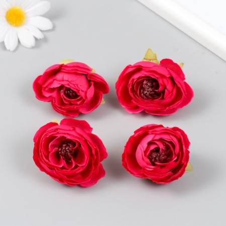 Budon on the leg for decoration "Pion charm" Raspberry 3.5x3.5 cm-2