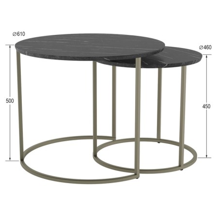 A set of two coffee tables "Leslie", 810 × 610 × 500 mm, color black marble / titanium-1