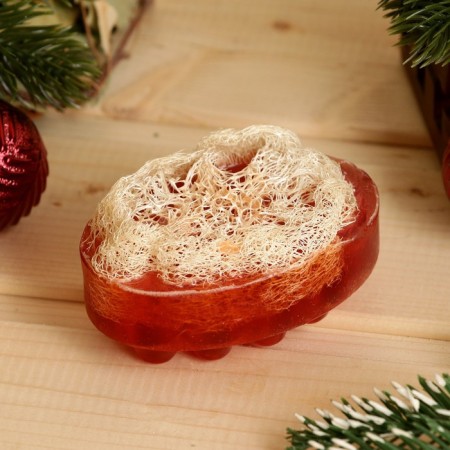 New Year. Massage soap with Luffa "whiskey - cola" 100 g-2