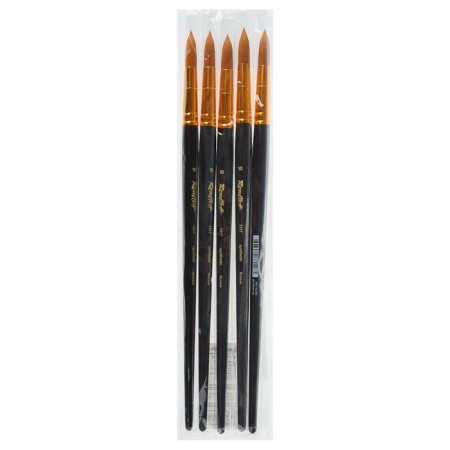Synthetic brush, round, hard, shortened insert, rubloff Series 1317 No. 10, long black matte handle, yellow clip-1