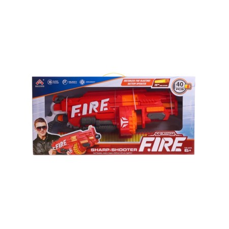 Blaster "Fiery", shoots with soft bullets, works on batteries-14