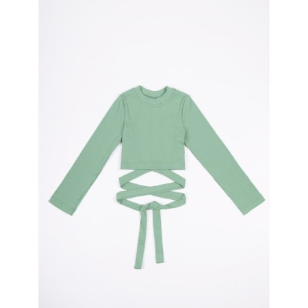 TOP for a girl with long sleeves on Generation ties, height 152 cm, green color
