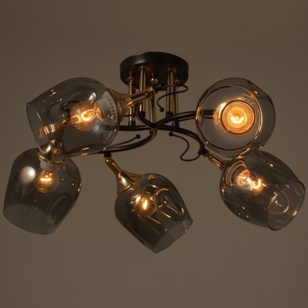 Chandelier N5031/5 COF+FGD coffee/gold 5x60W E27 66x66x24cm-2