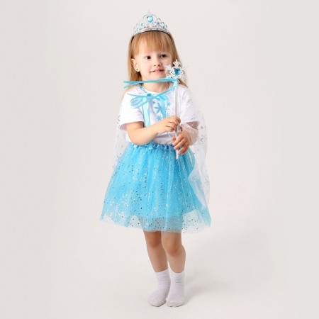 Carnival set "Winter Princess": T -shirt, skirt, cape, diadem, height 98–110 cm-4