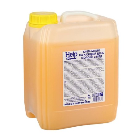 Cream- soap Help "Milk and honey", liquid, canister, 5 liters