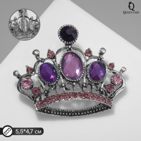 Brooch "Crown" Gothic, purple color in black silver