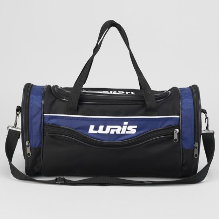 Sports bag with lightning, 3 outer pockets, long belt, black/blue color-1