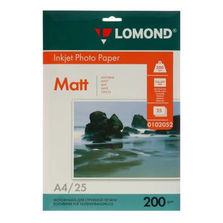 Photo paper for jet print A4, 25 sheets Lomond, 200 g/m2, bilateral, matte