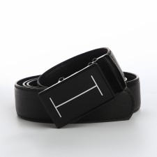 Male belt, width 3.5 cm, buckle machine, black color