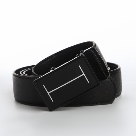 Male belt, width 3.5 cm, buckle machine, black color