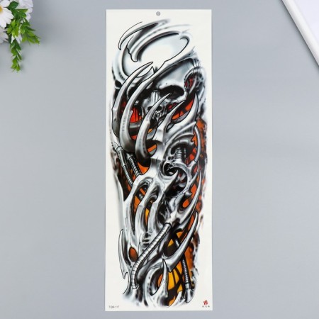 Tattoo on the body color "Skeleton in flame" 48x17 cm