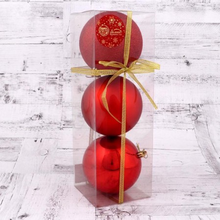 Set of balls plastic D-10 cm, 3 pcs "Classic Assorted" red-1