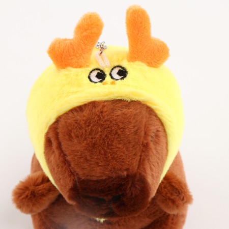 Soft toy "Kapibara" in a deer hat, 13 cm-2