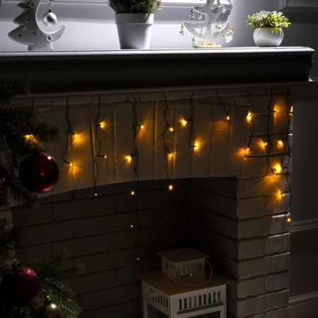 Girlyanda "Fhershroma" 3 × 0.5 m, IP20, dark thread, 80 LED, yellow glow, 8 modes, 220 V-2