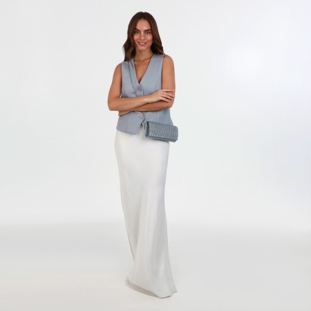 Magneta bag, long chain, silver color-1