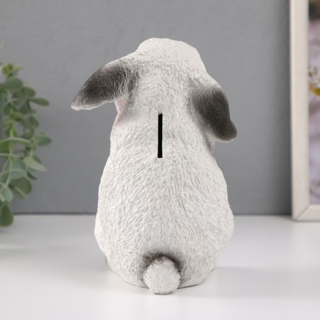 The piggy bank "Rabbit No. 4 is white with black tips" height 17.5 cm, width 11.5 cm, length 11.5 cm.-3
