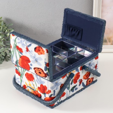 Casket for needlework "Summer flowers on white" 19x26x14.5 cm-2