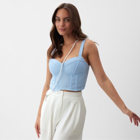 Women's tweed corset, mist, p. XL, blue-5