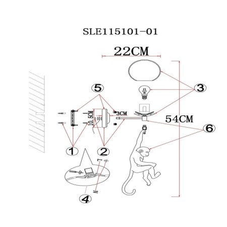 Wall lamp EVOLUCE. Sle115101-01. Tenato. 1x60 W, E27, 10.5x27 cm, white color-14
