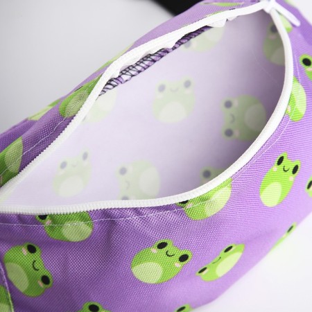School backpack children for a girl "Frogs", waist bag, purple color-12