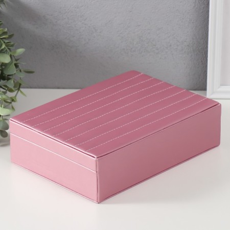 Casket to the leatherette for jewelry "Glovan. Strips. Bant" Pink metallic 17x24x7 cm-4