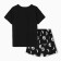 Female home set (T -shirt/shorts), black color, size 48
