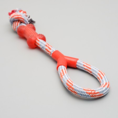 A training cable toy with a bone, up to 120 g, up to 40 cm, mix of flowers-1