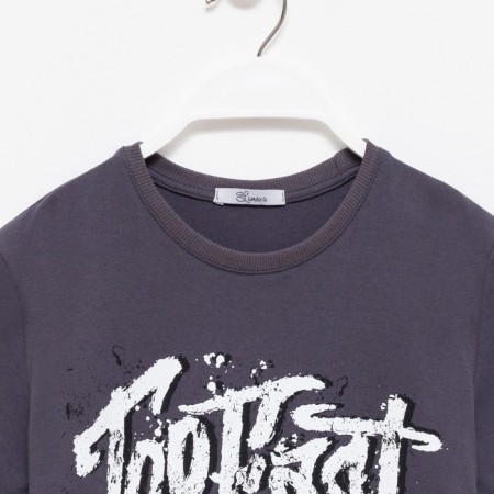T-shirt for a boy, dark gray color, height 146 cm-2