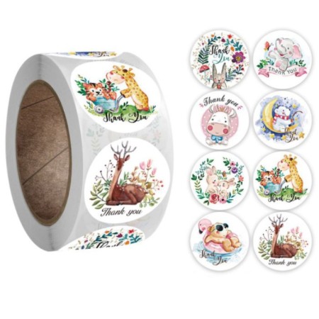 Stick Paper "Cute animals" d = 2.5 cm 500 pcs in a roll 3x6.5x6.5 cm