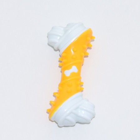 Two -layer toy (hard and soft plastic) "bone", 12 cm, yellow-2