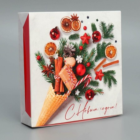 Folding box “Happy New Year!”, 14 x 14 x 3.5 cm, new year-2