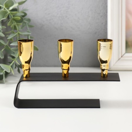 Summary metal for 3 candles "deco" black with gold 15.2x4.7x11 cm-1