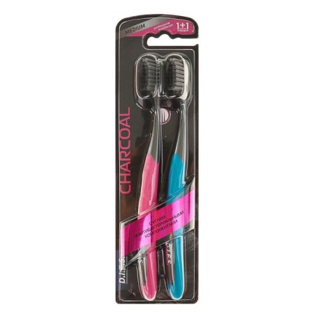 Dental brush D.I.E.S CHARCOAL, average stiffness, 1+1 pc., Mix-3