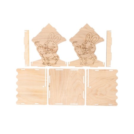 Wooden Bird Designer Feet "Hare with carrots", 14 × 14.5 × 18 cm, Greengo-3