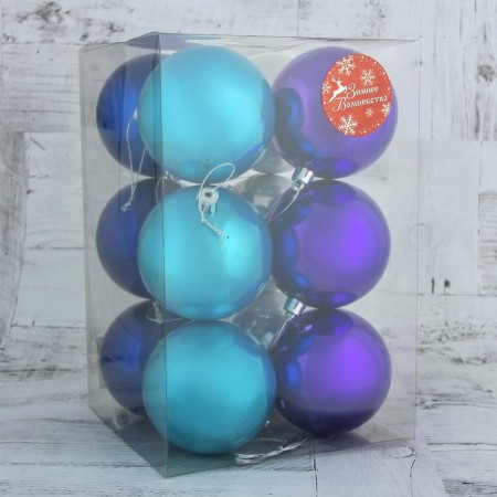 Set of balls plastic D-8 cm, 12 pcs "gloss" mix-1