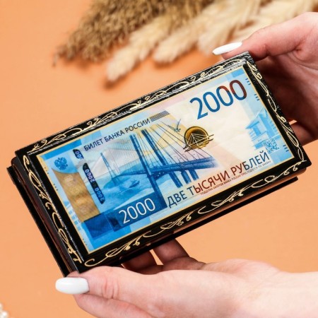 Casket - a bill "2000 rubles", 8.5 × 17 cm, lacquer miniature-2