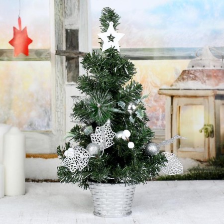 Christmas tree decor 40*22 cm flowers, balls silver-1