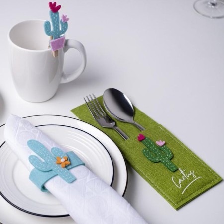 Set of decorative clothespins "Cacti" 6 pcs, felt/tree-3