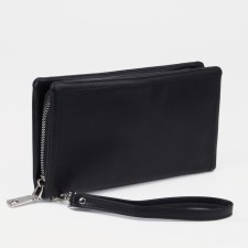 Women's wallet with a zipper, with a pen, black color
