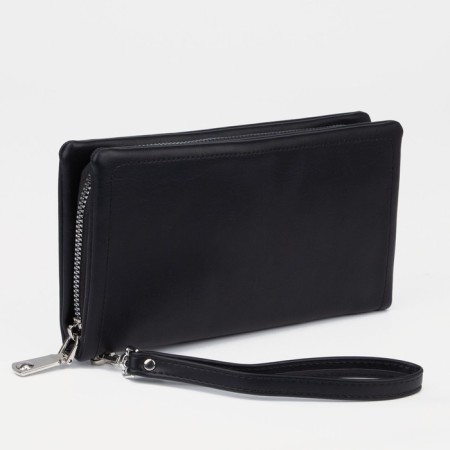 Women's wallet with a zipper, with a pen, black color