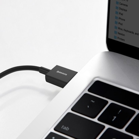 Cable Baseus, Type -C - USB, 6 A, 66W, TPE braid, 1 m, black-9