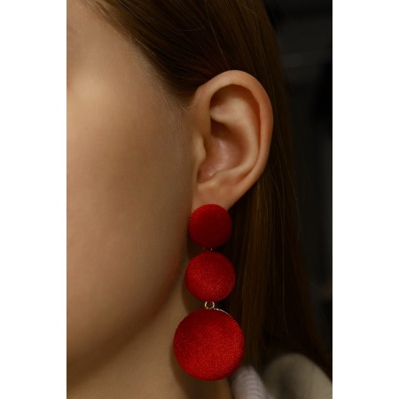 Earrings Assorted "Libero" three discs, red color in gold-8
