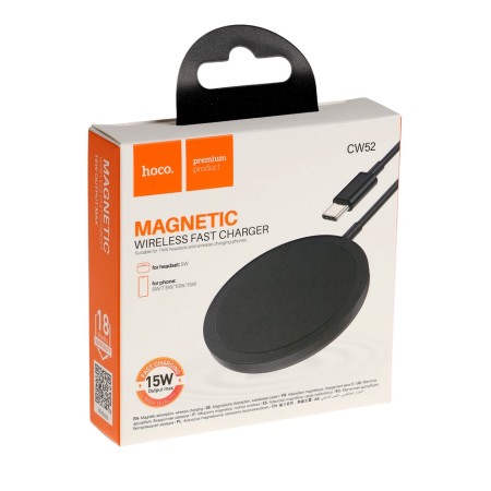 Hoco CW52, MAGSAFE, Magnet, 15 W, Type-C, 2 A, 1 m, 1 m wireless charger.-7